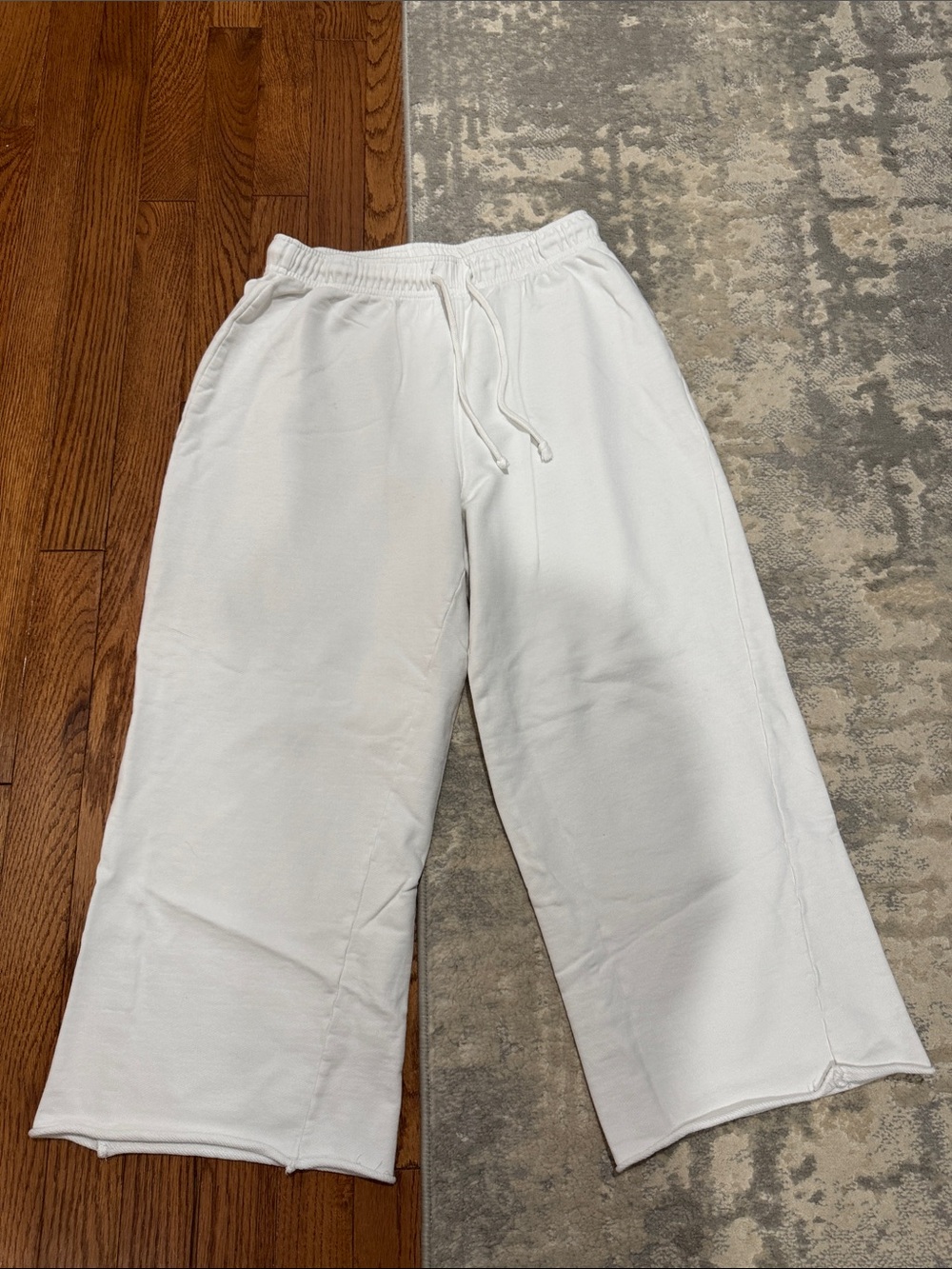 Zara White Wide-Leg Drawstring Sweatpants for Kids